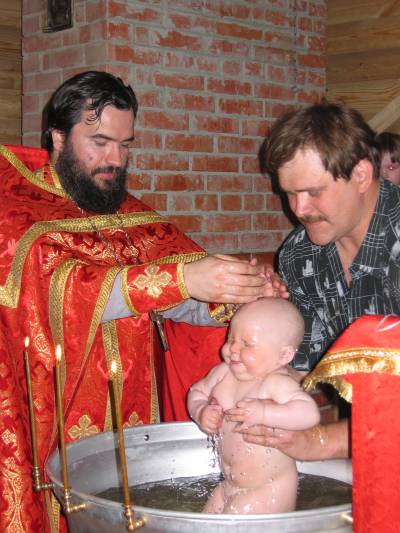 Крещение младенца в Часовне преп. Серафима Вырицкого